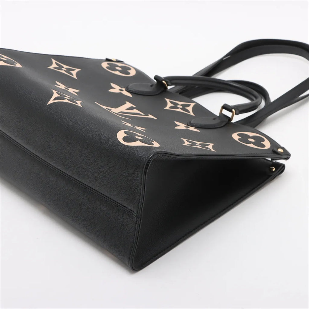 Louis Vuitton Black Beige Bicolor Monogram Empreinte Leather OnTheGo MM [Clearance Sale]