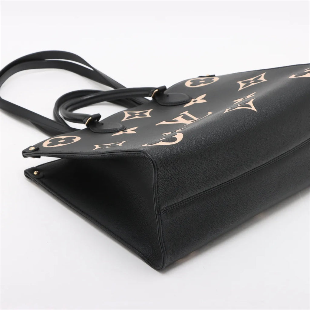 Louis Vuitton Black Beige Bicolor Monogram Empreinte Leather OnTheGo MM [Clearance Sale]