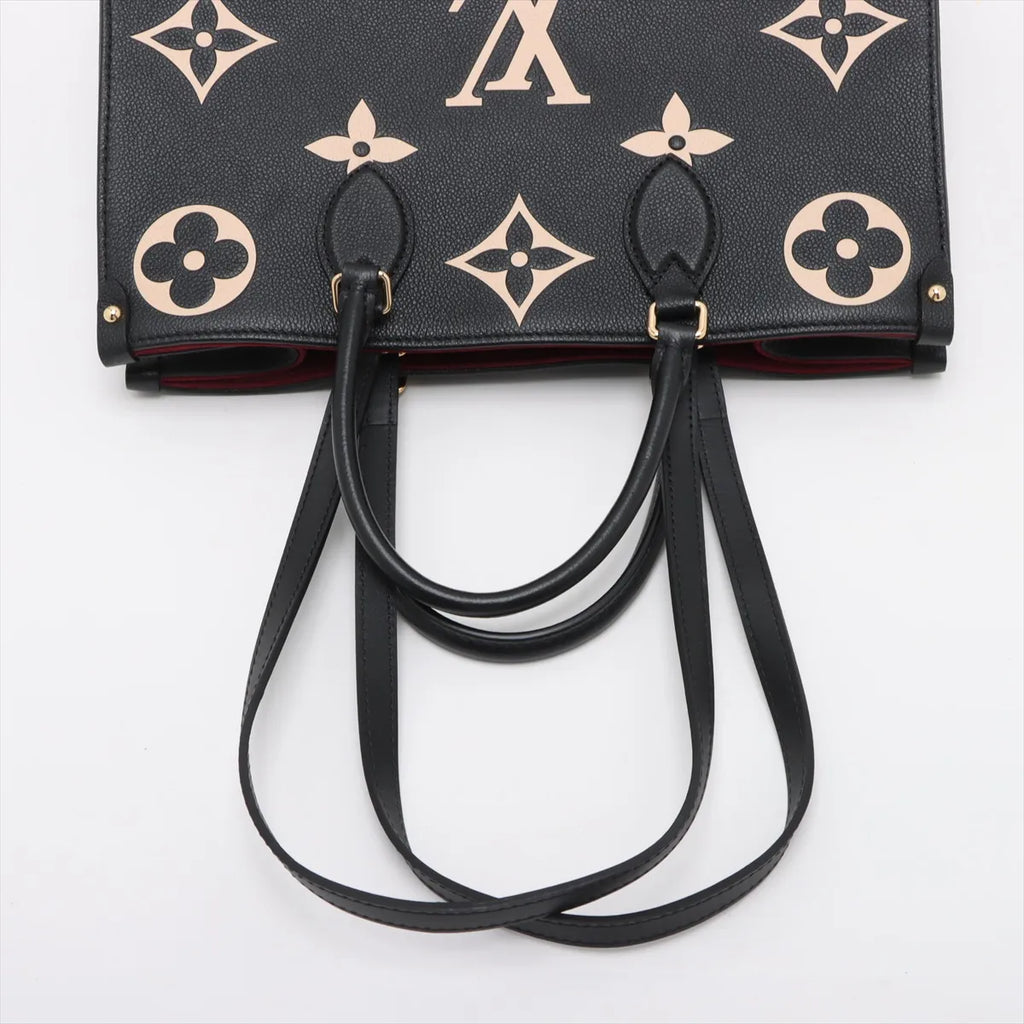 Louis Vuitton Black Beige Bicolor Monogram Empreinte Leather OnTheGo MM [Clearance Sale]