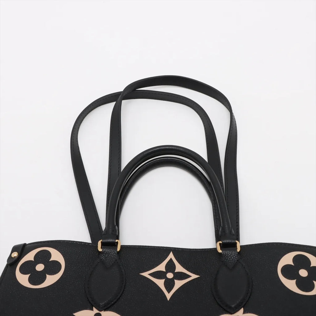 Louis Vuitton Black Beige Bicolor Monogram Empreinte Leather OnTheGo MM [Clearance Sale]