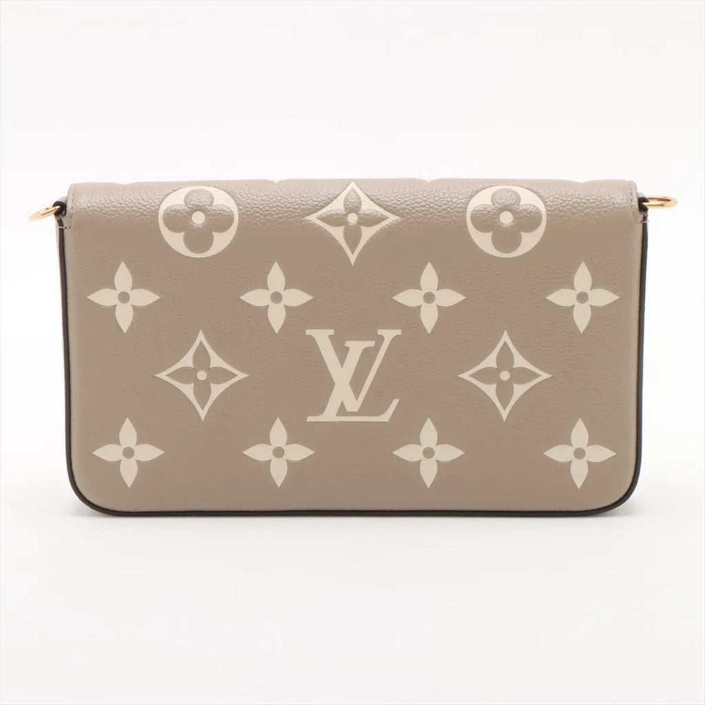 Louis Vuitton Tourterelle Beige Bicolor Monogram Empreinte Leather Pochette Felicie [Clearance Sale]