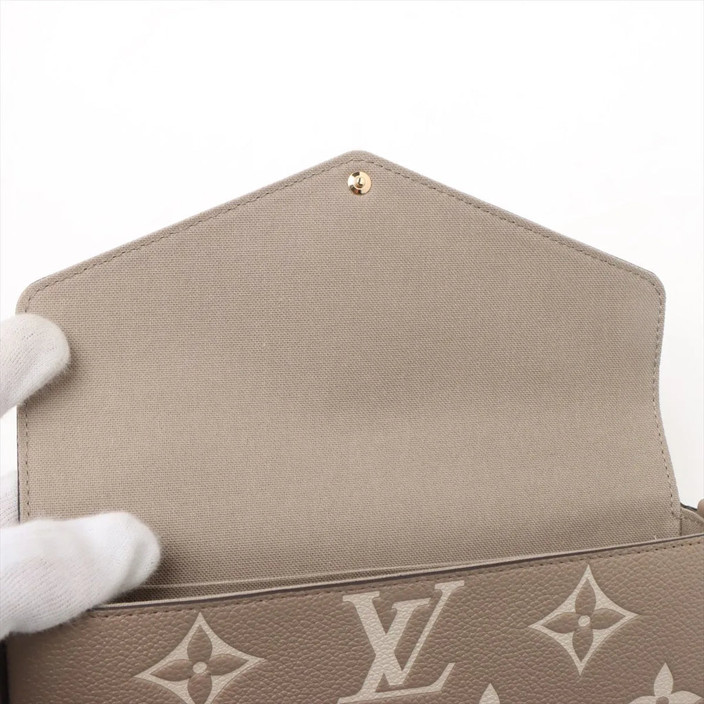 Louis Vuitton Tourterelle Beige Bicolor Monogram Empreinte Leather Pochette Felicie [Clearance Sale]