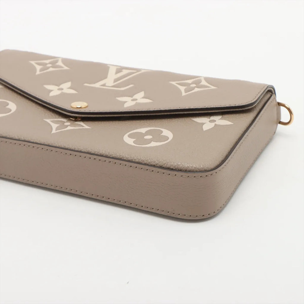 Louis Vuitton Tourterelle Beige Bicolor Monogram Empreinte Leather Pochette Felicie [Clearance Sale]