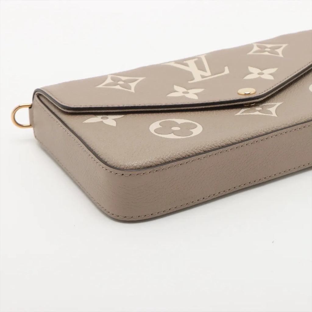 Louis Vuitton Tourterelle Beige Bicolor Monogram Empreinte Leather Pochette Felicie [Clearance Sale]