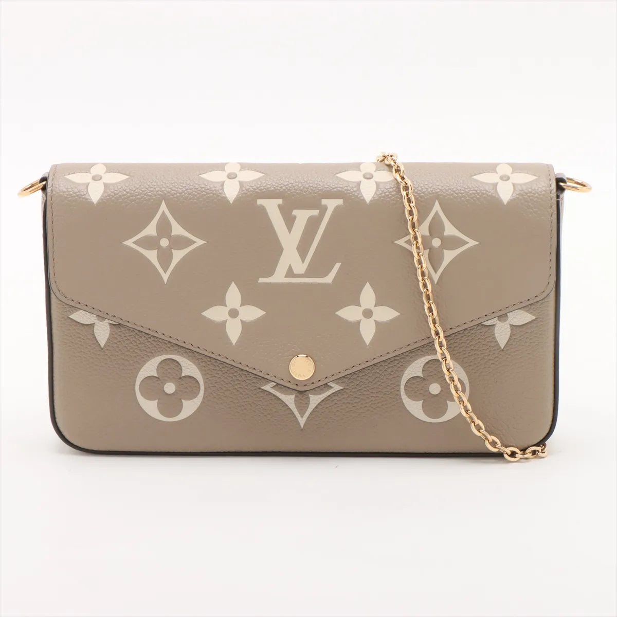 Louis Vuitton Tourterelle Beige Bicolor Monogram Empreinte Leather Pochette Felicie [Clearance Sale]