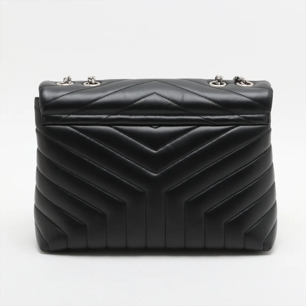 Saint Laurent Black Smooth Matelasse Leather Loulou Medium Shoulder Bag [Clearance Sale]