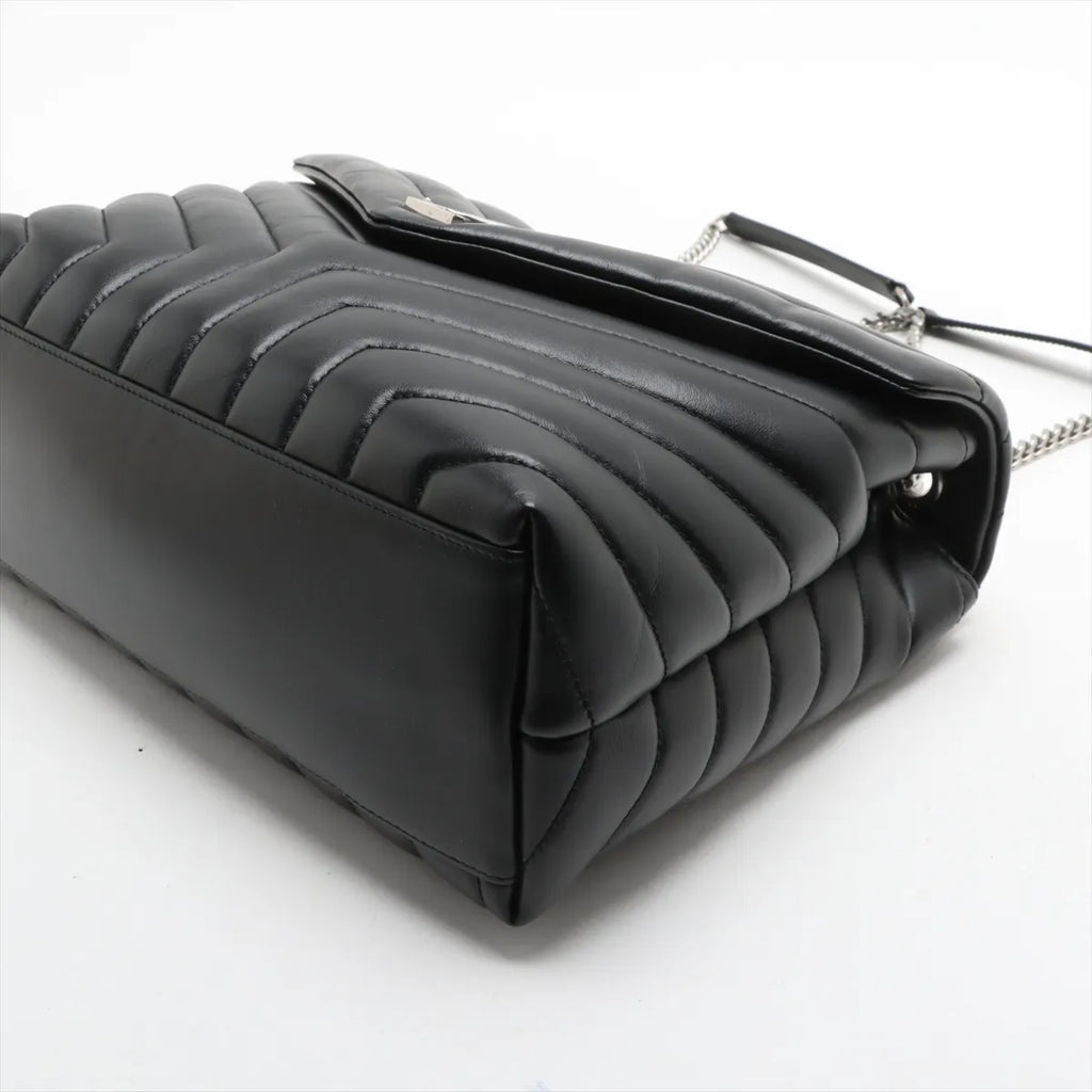 Saint Laurent Black Smooth Matelasse Leather Loulou Medium Shoulder Bag [Clearance Sale]