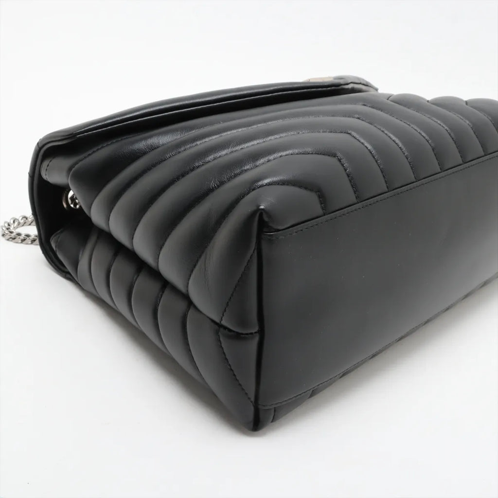 Saint Laurent Black Smooth Matelasse Leather Loulou Medium Shoulder Bag [Clearance Sale]