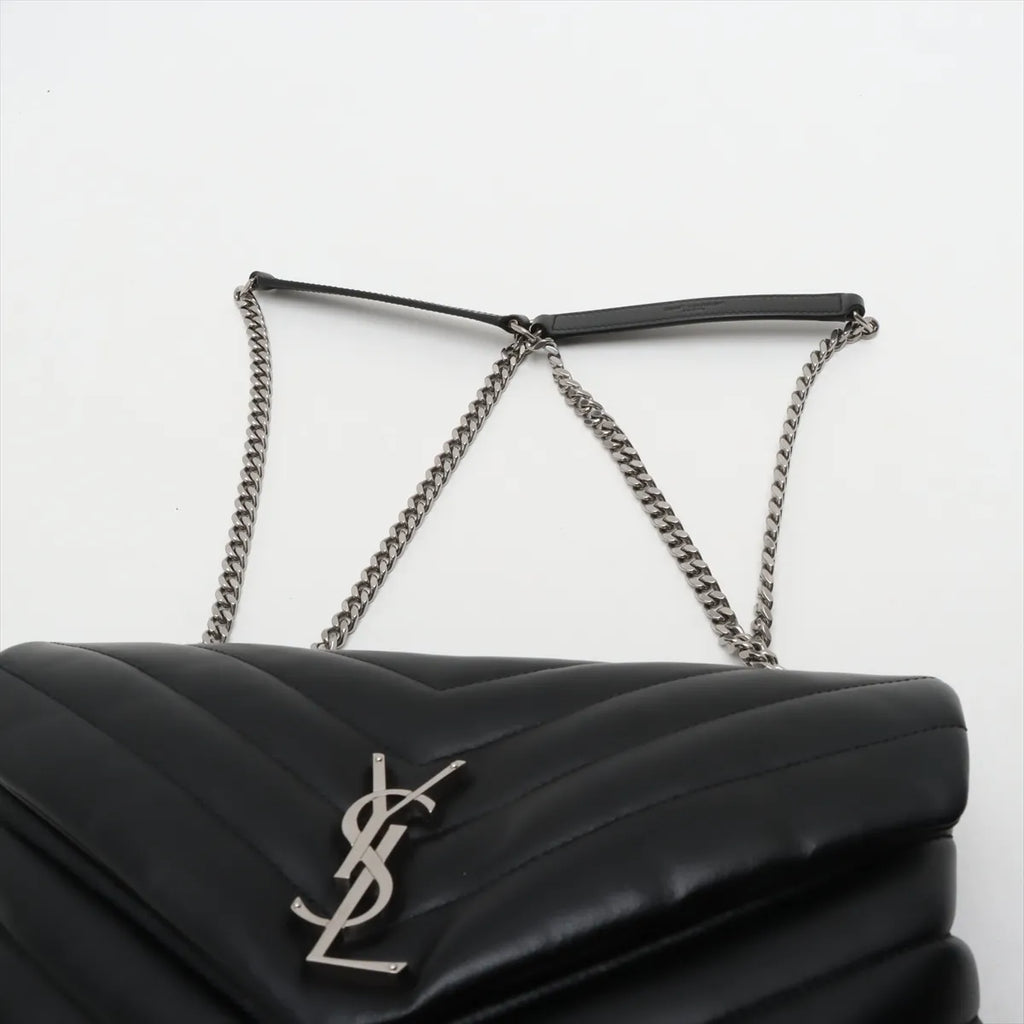 Saint Laurent Black Smooth Matelasse Leather Loulou Medium Shoulder Bag [Clearance Sale]