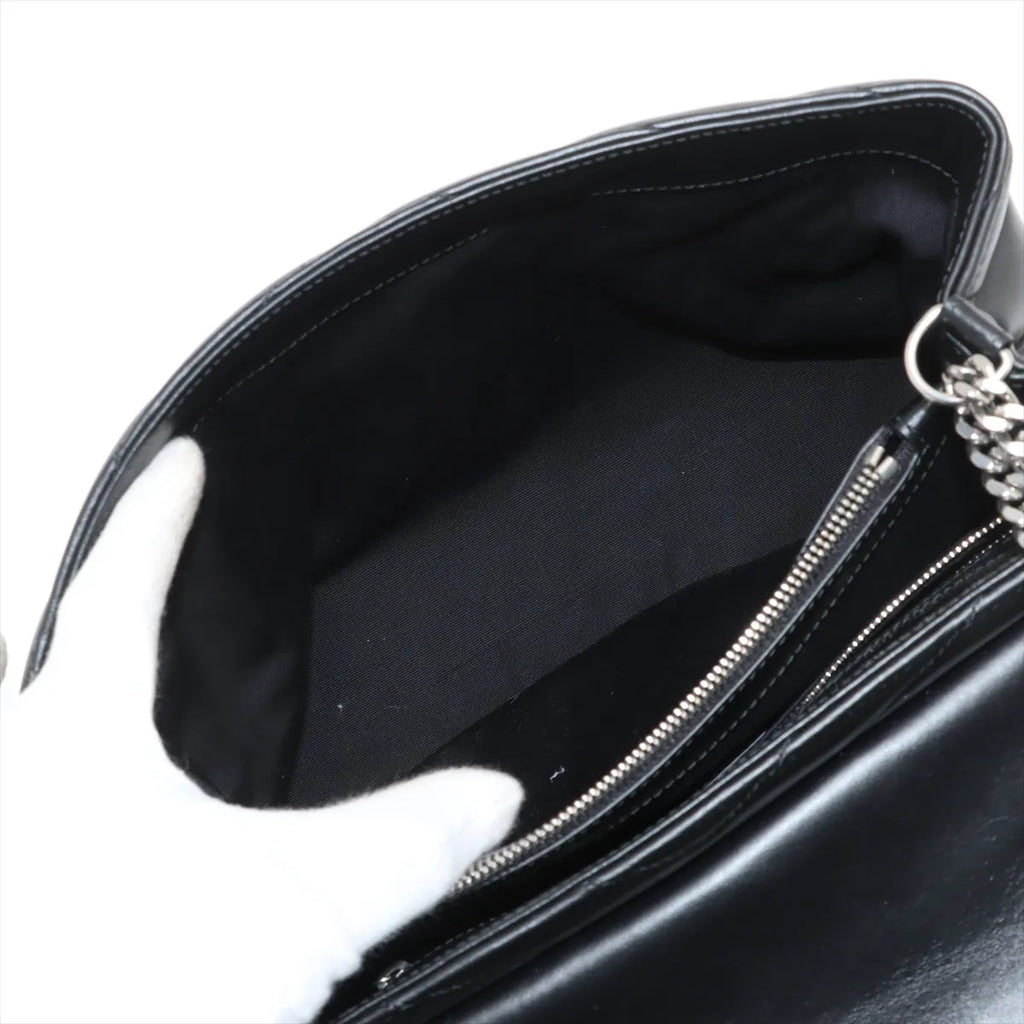 Saint Laurent Black Smooth Matelasse Leather Loulou Medium Shoulder Bag [Clearance Sale]