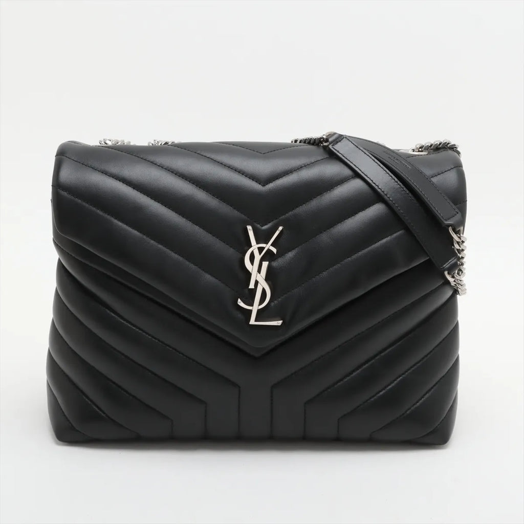 Saint Laurent Black Smooth Matelasse Leather Loulou Medium Shoulder Bag [Clearance Sale]