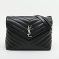 Saint Laurent Black Smooth Matelasse Leather Loulou Medium Shoulder Bag [Clearance Sale]