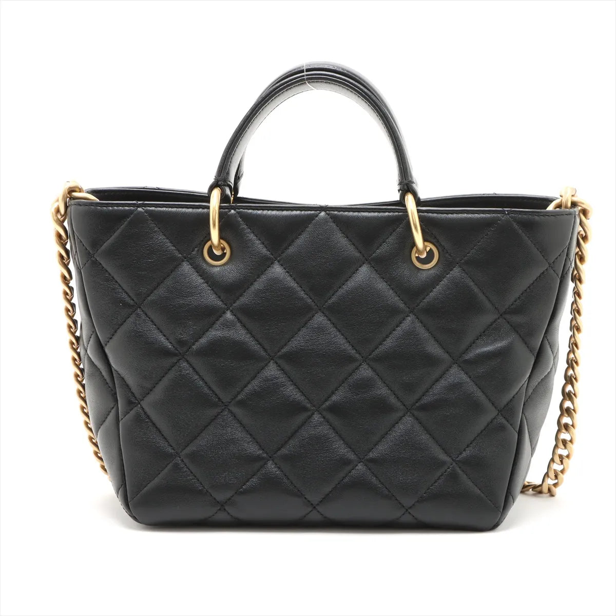 Chanel Black Nappa Quilted Lambskin CC Small Shopping Tote [Clearance Sale]
