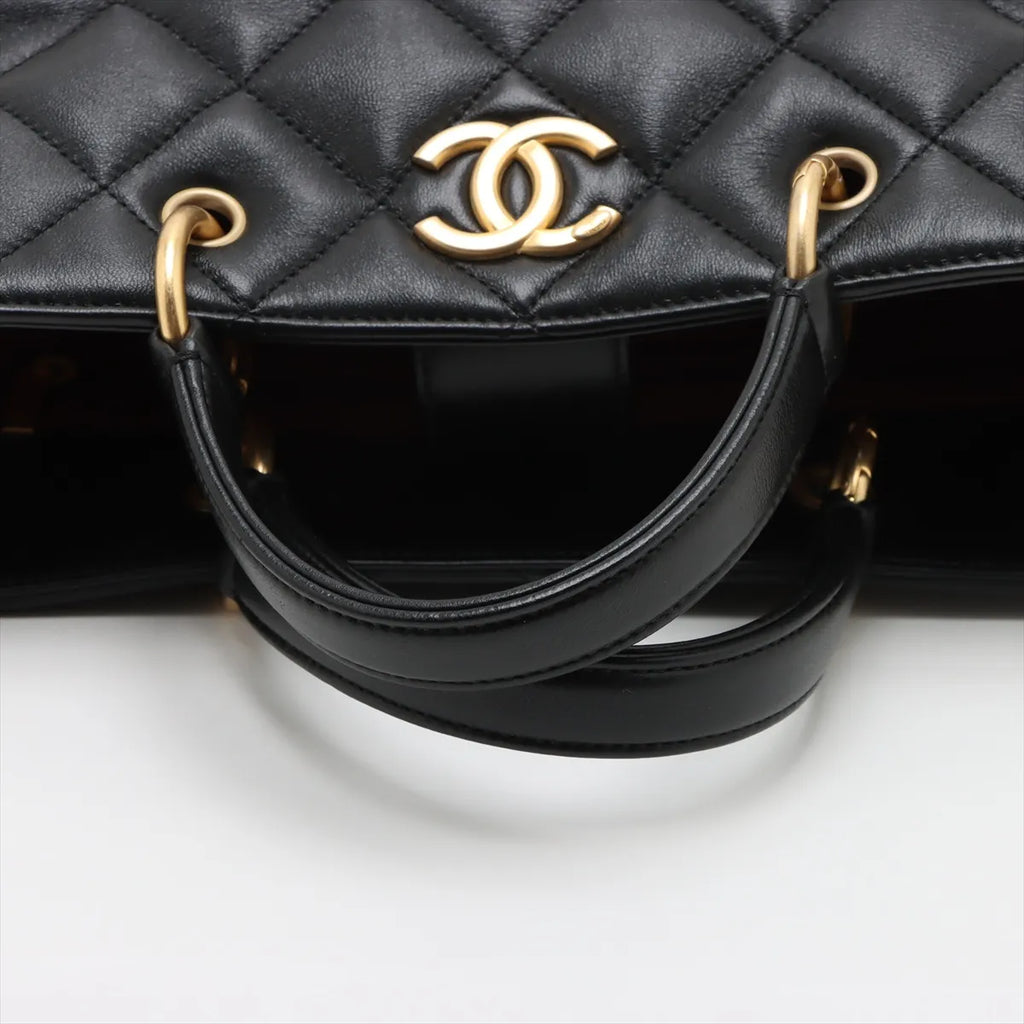 Chanel Black Nappa Quilted Lambskin CC Small Shopping Tote [Clearance Sale]