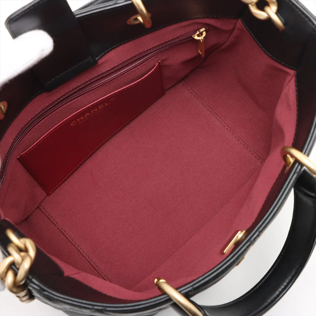 Chanel Black Nappa Quilted Lambskin CC Small Shopping Tote [Clearance Sale]