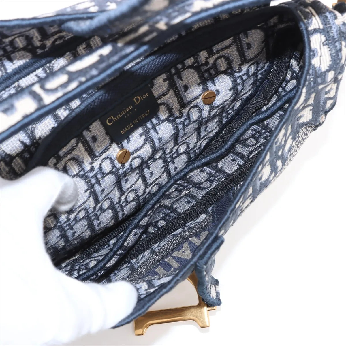 Christian Dior Blue Dior Oblique Jacquard Saddle Bag [Clearance Sale]