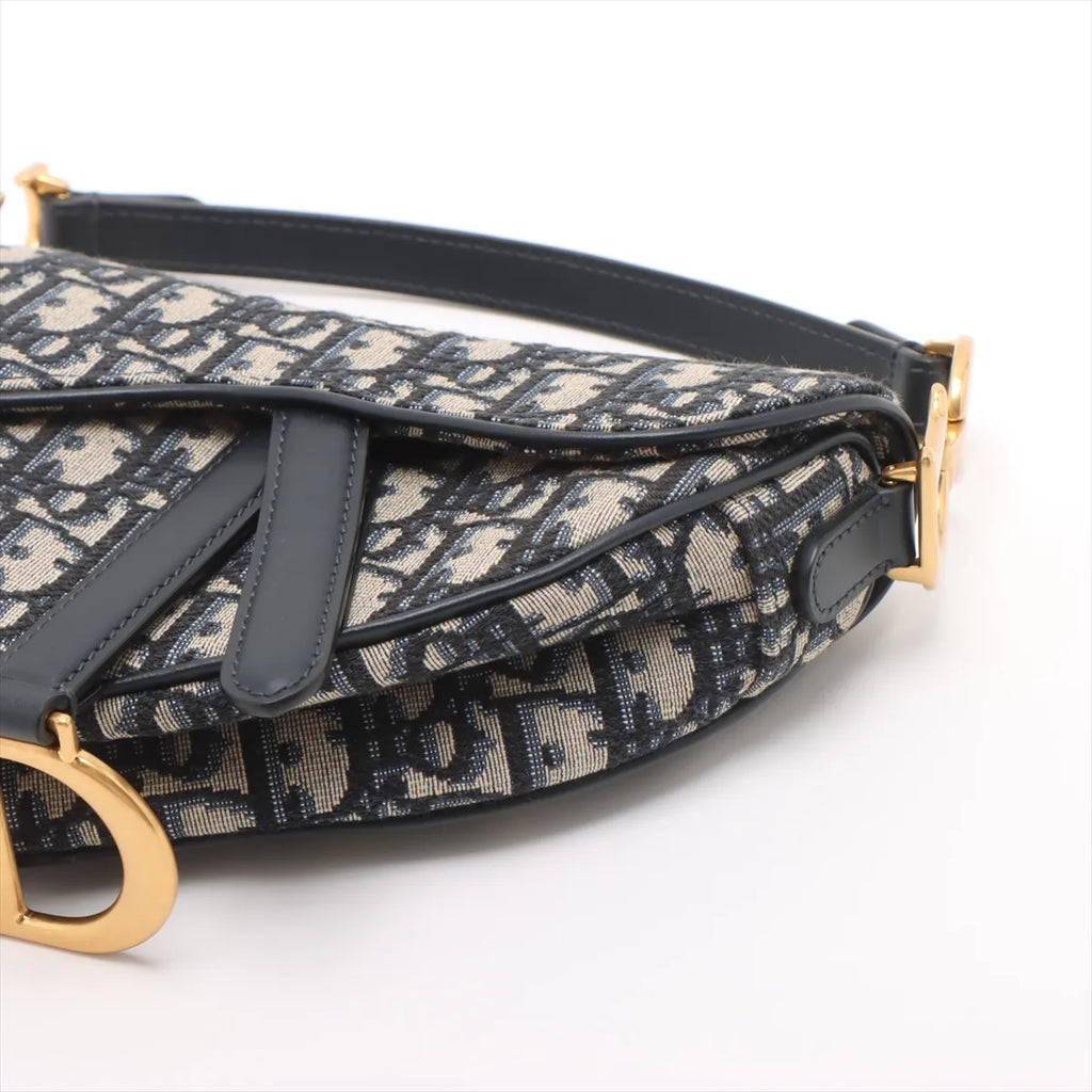 Christian Dior Blue Dior Oblique Jacquard Small Saddle Bag [Clearance Sale]