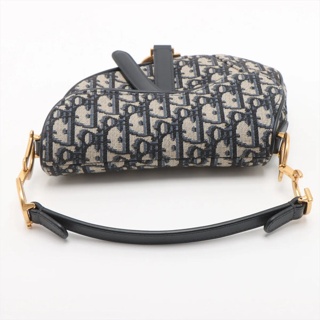Christian Dior Blue Dior Oblique Jacquard Small Saddle Bag [Clearance Sale]