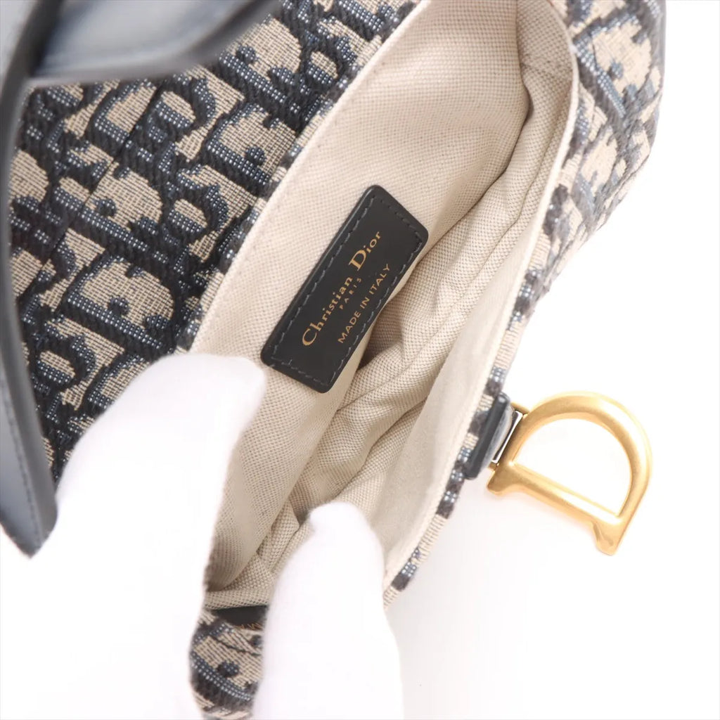 Christian Dior Blue Dior Oblique Jacquard Small Saddle Bag [Clearance Sale]