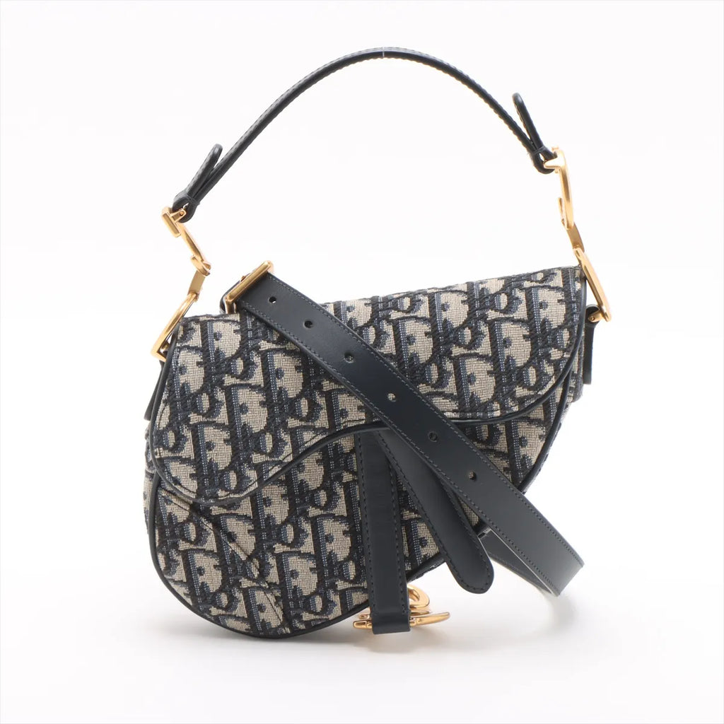 Christian Dior Blue Dior Oblique Jacquard Small Saddle Bag [Clearance Sale]