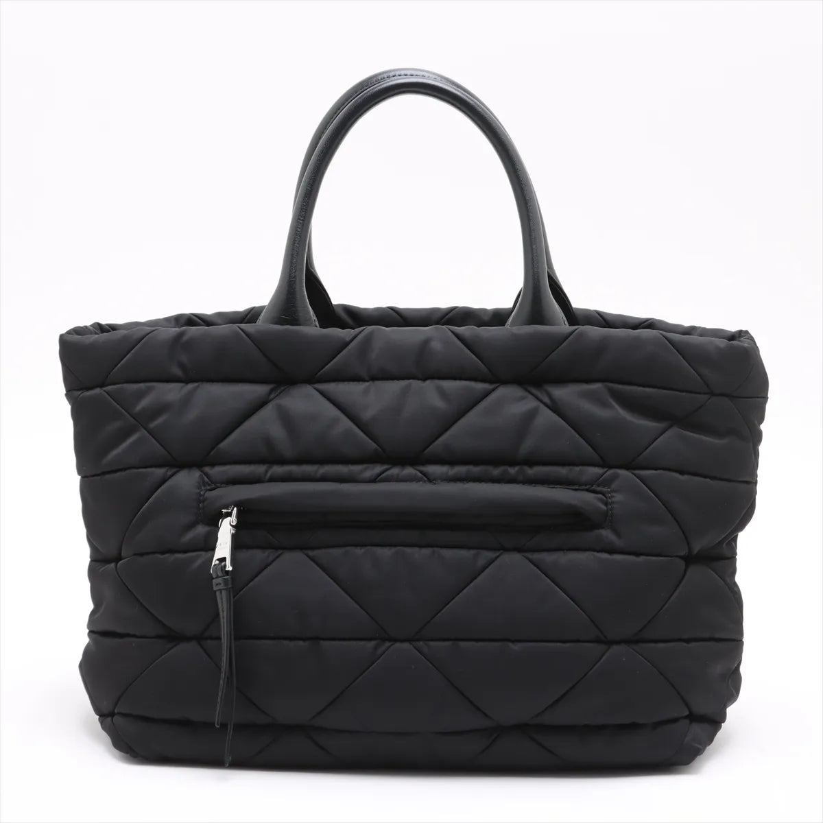 Prada Black Small Padded Re-Nylon and Leather Tote Bag [Clearance Sale]