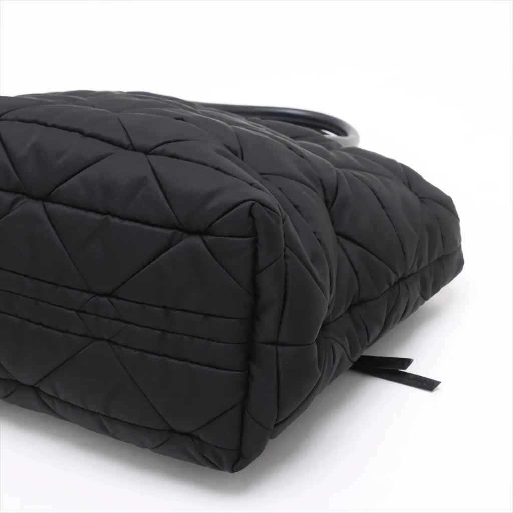 Prada Black Small Padded Re-Nylon and Leather Tote Bag [Clearance Sale]
