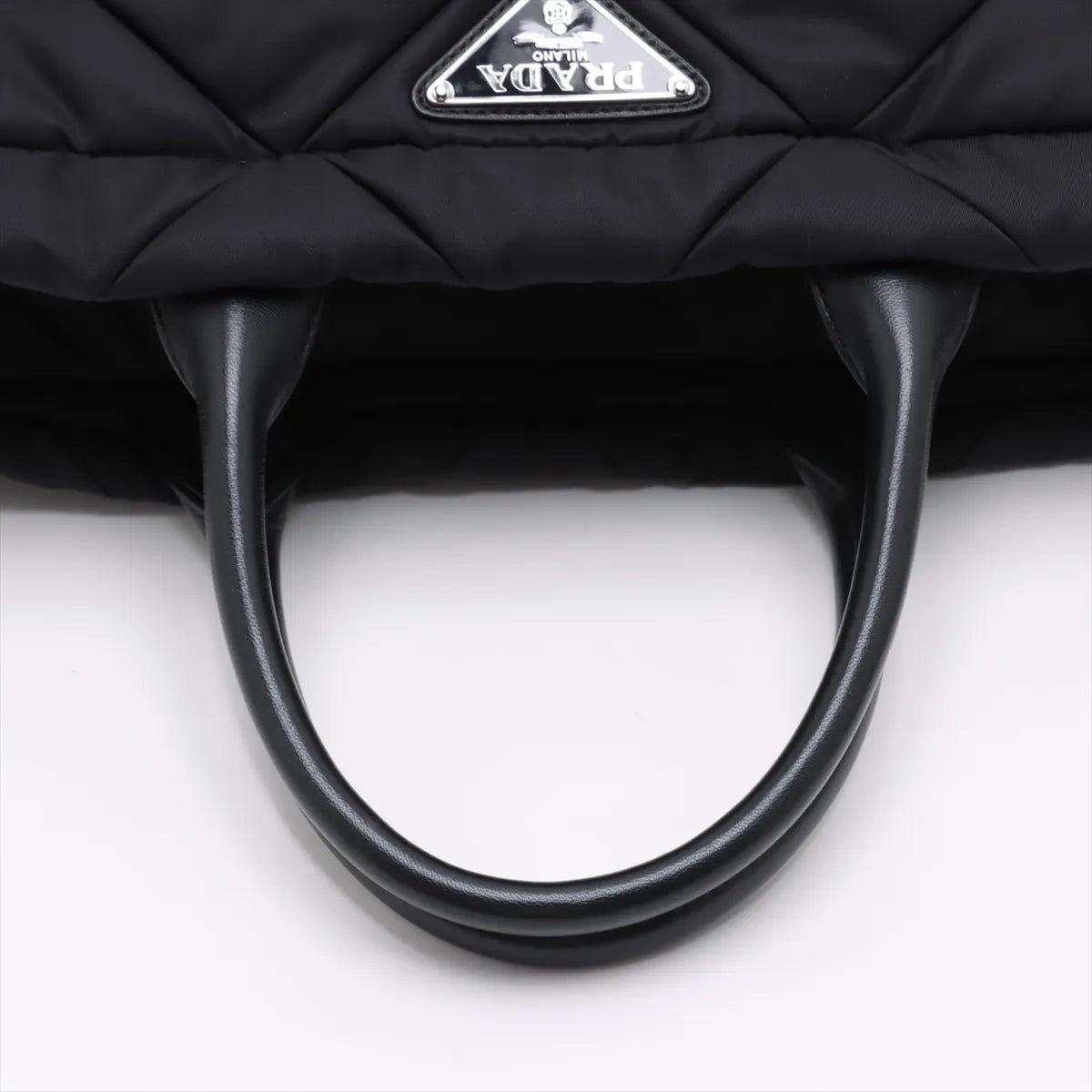 Prada Black Small Padded Re-Nylon and Leather Tote Bag [Clearance Sale]