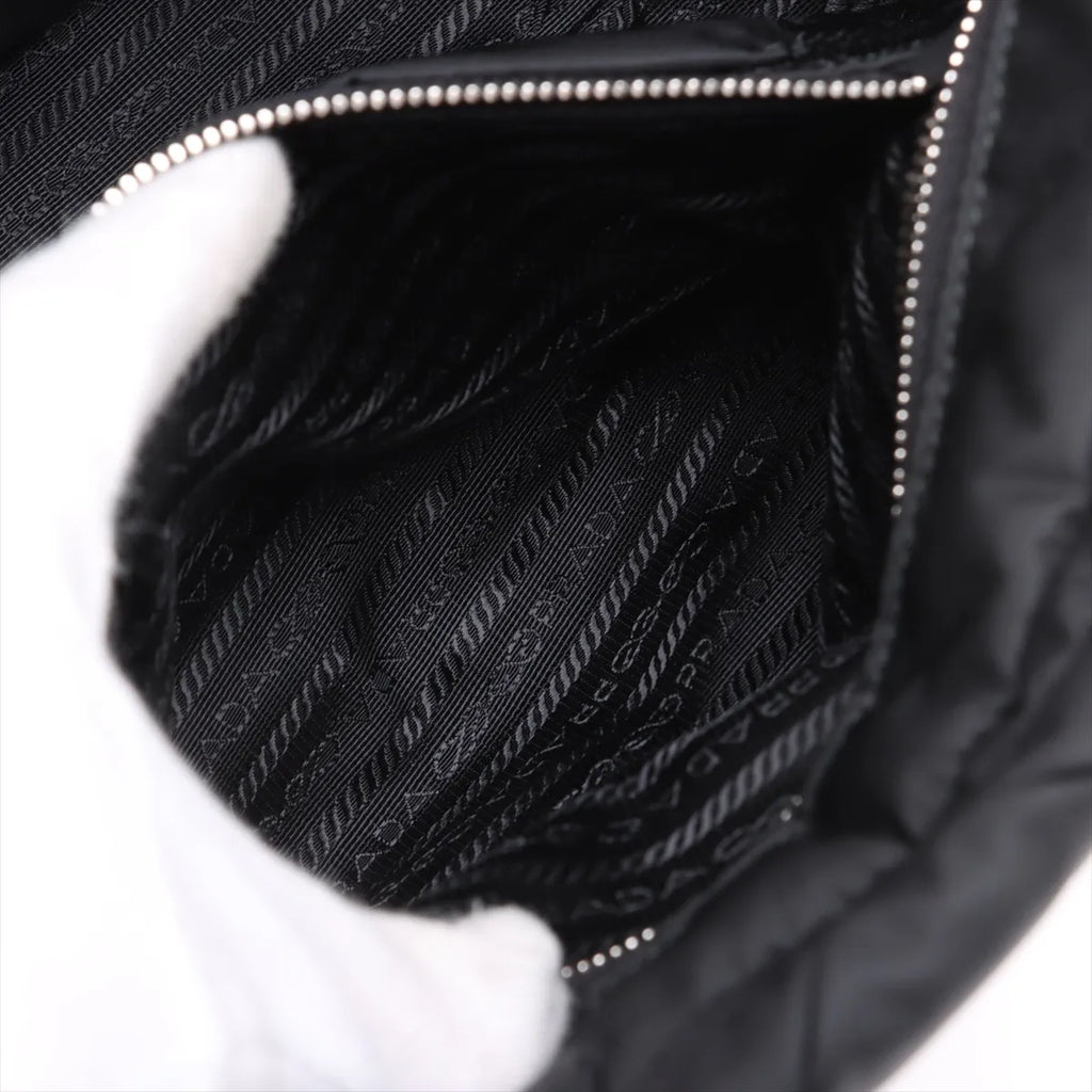 Prada Black Small Padded Re-Nylon and Leather Tote Bag [Clearance Sale]