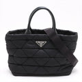 Prada Black Small Padded Re-Nylon and Leather Tote Bag [Clearance Sale]
