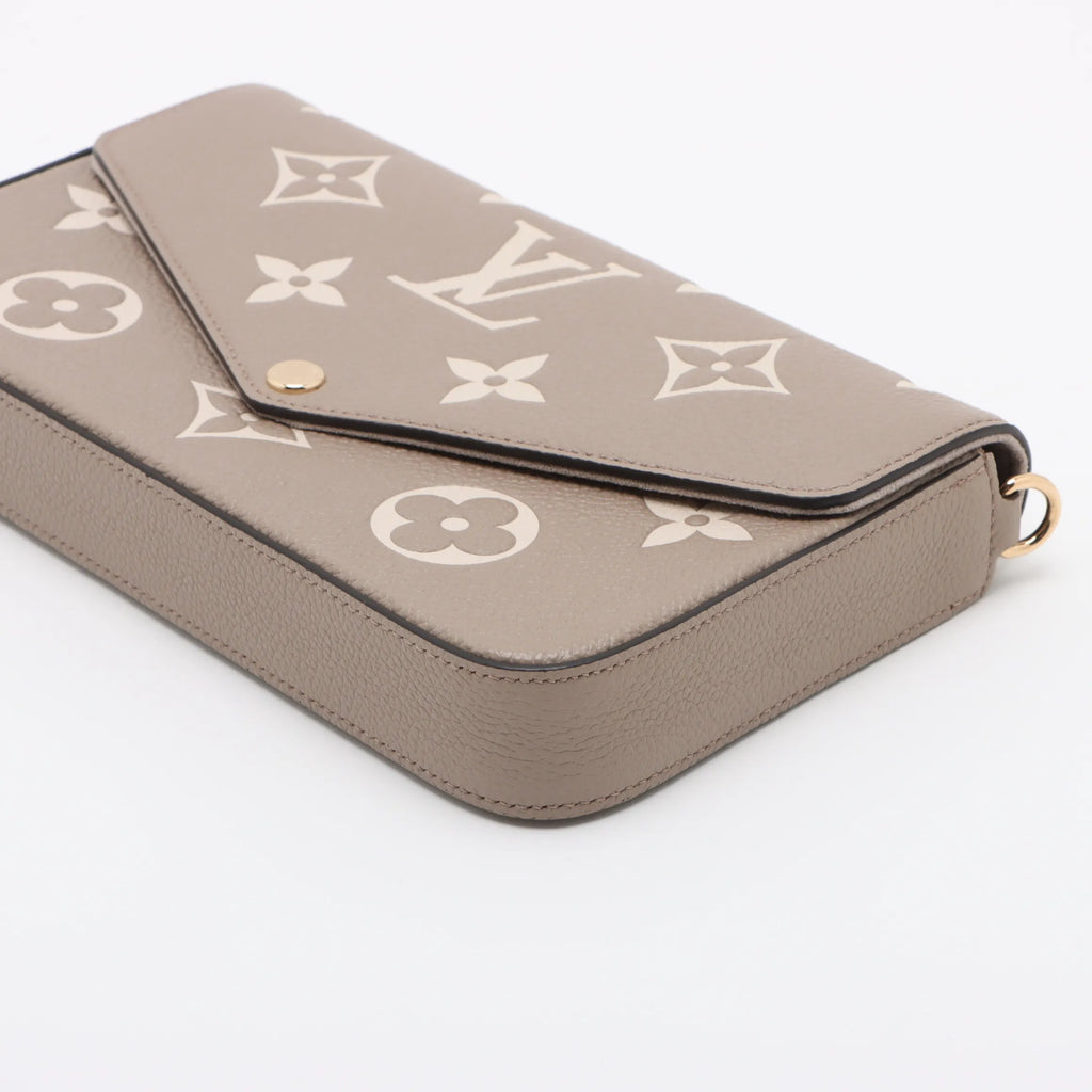 Louis Vuitton Tourterelle Beige Bicolor Monogram Empreinte Leather Pochette Felicie [Clearance Sale]