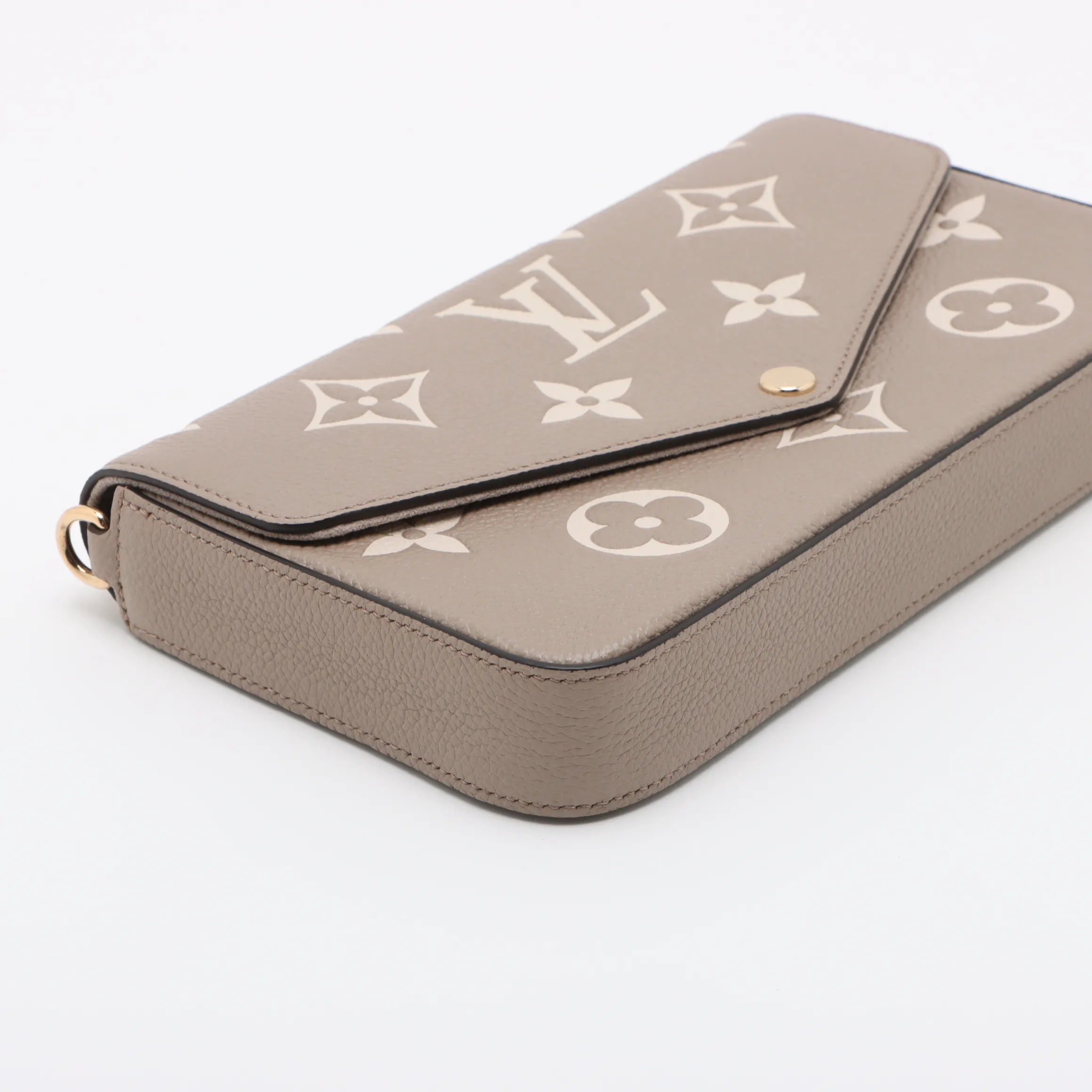 Louis Vuitton Tourterelle Beige Bicolor Monogram Empreinte Leather Pochette Felicie [Clearance Sale]