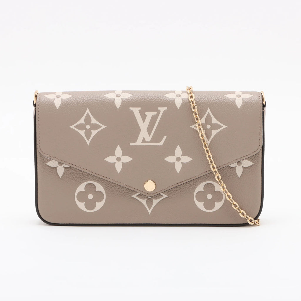 Louis Vuitton Tourterelle Beige Bicolor Monogram Empreinte Leather Pochette Felicie [Clearance Sale]