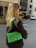 Chanel Le Boy Medium Green Lambskin Bag 2014