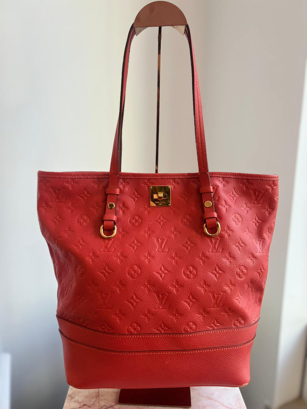 Louis Vuitton Red Citadine PM Tote Empreinte leather