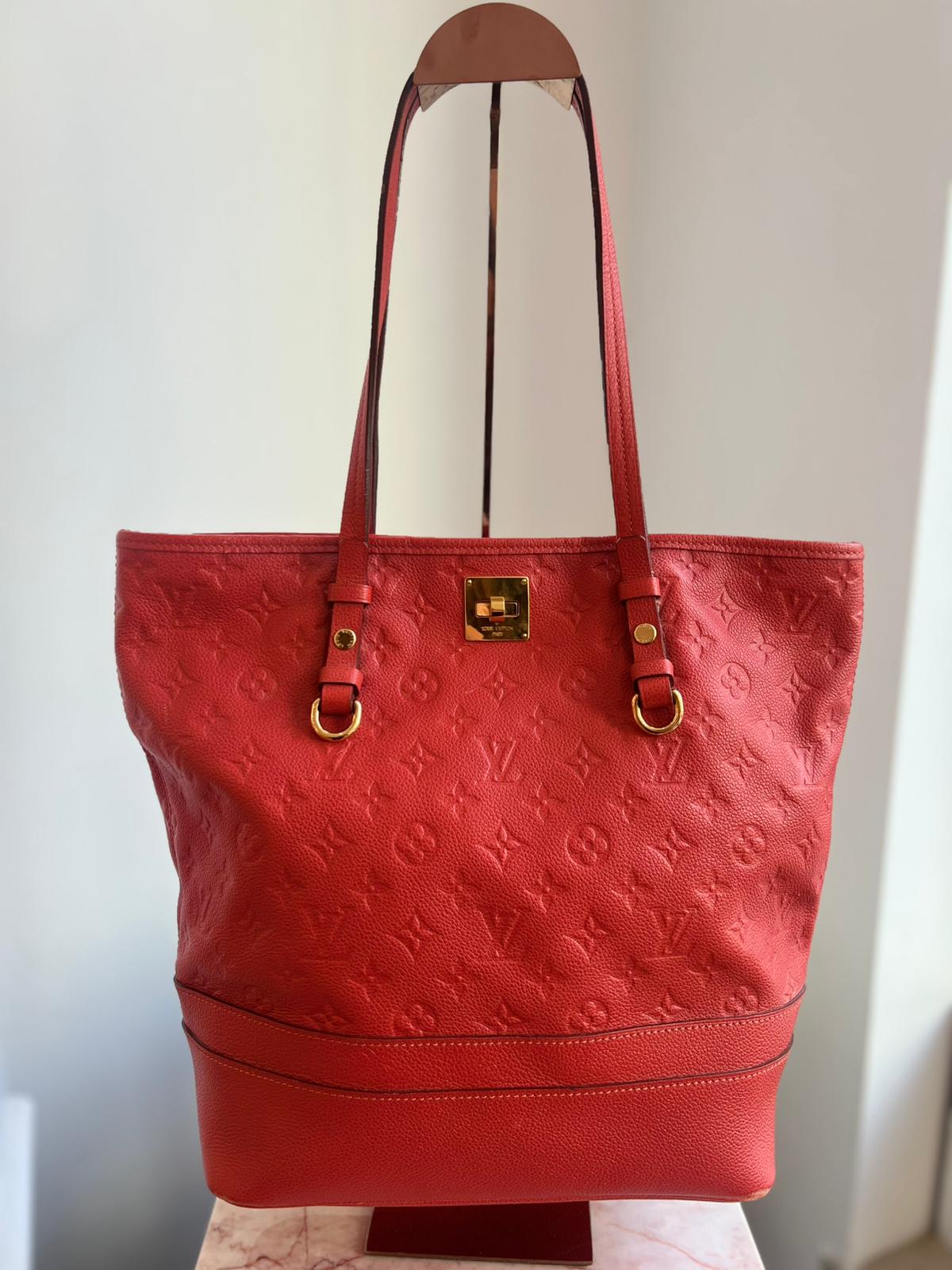 Louis Vuitton Red Citadine PM Tote Empreinte leather