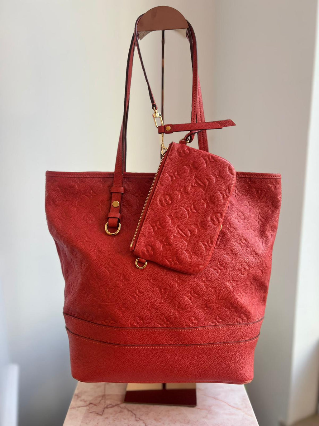 Louis Vuitton Red Citadine PM Tote Empreinte leather