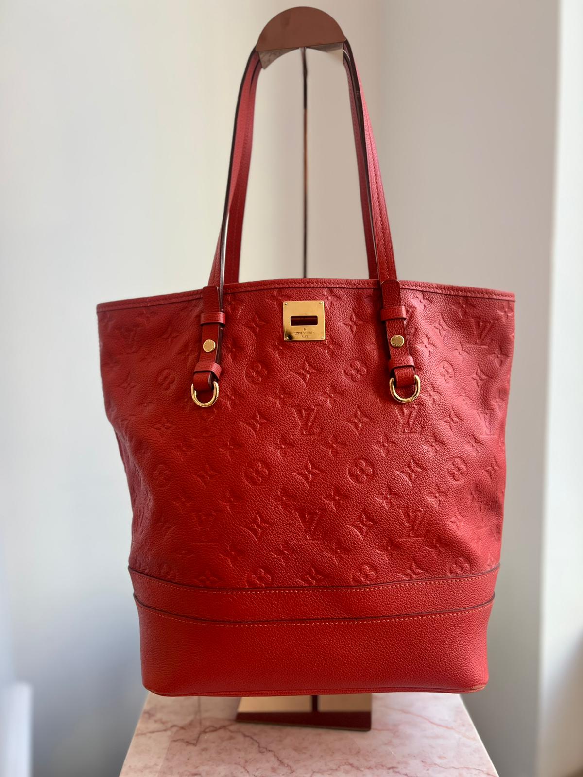 Louis Vuitton Red Citadine PM Tote Empreinte leather