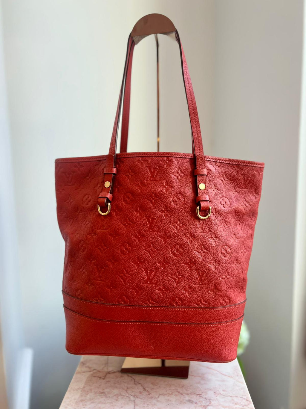 Louis Vuitton Red Citadine PM Tote Empreinte leather