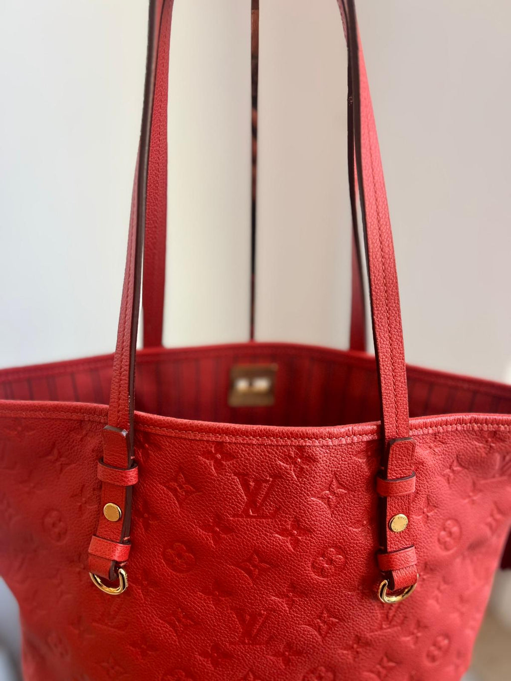 Louis Vuitton Red Citadine PM Tote Empreinte leather