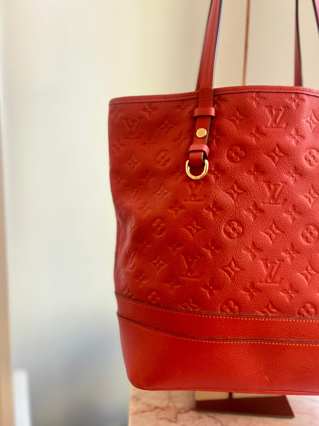 Louis Vuitton Red Citadine PM Tote Empreinte leather