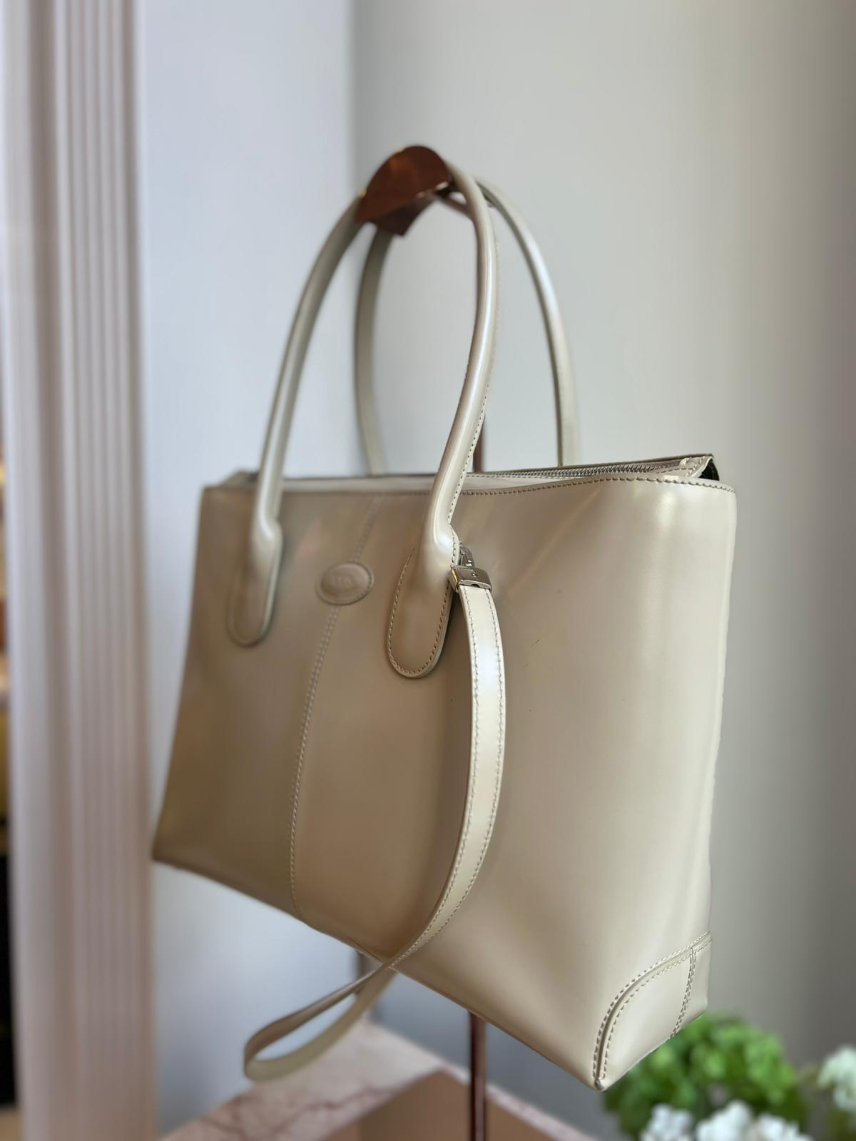 Tod's D-Bag Satchel in Light Beige Leather
