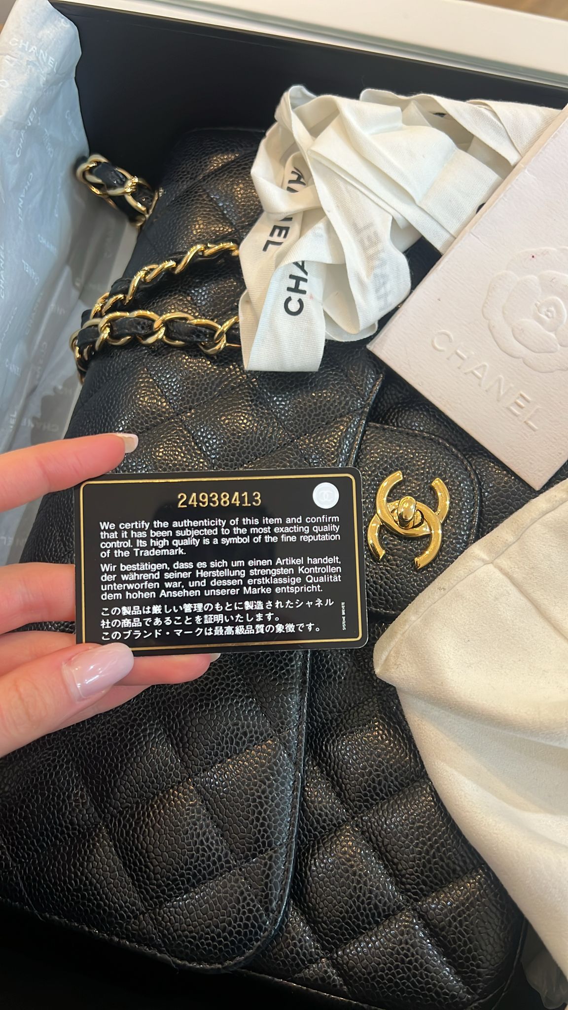 Chanel Black Classic Jumbo Double Flap Bag Caviar 2018