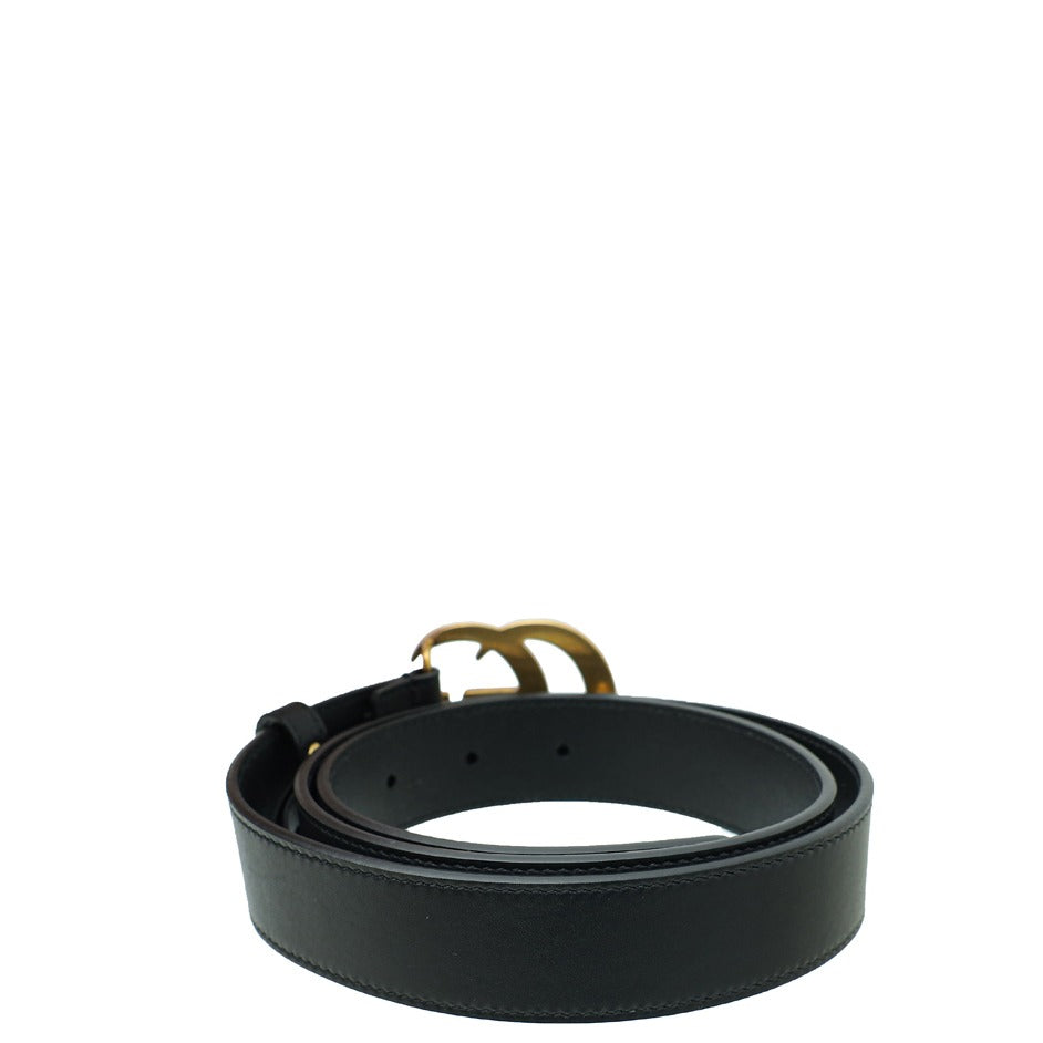 Gucci Black Double G Buckle 30mm Belt 32