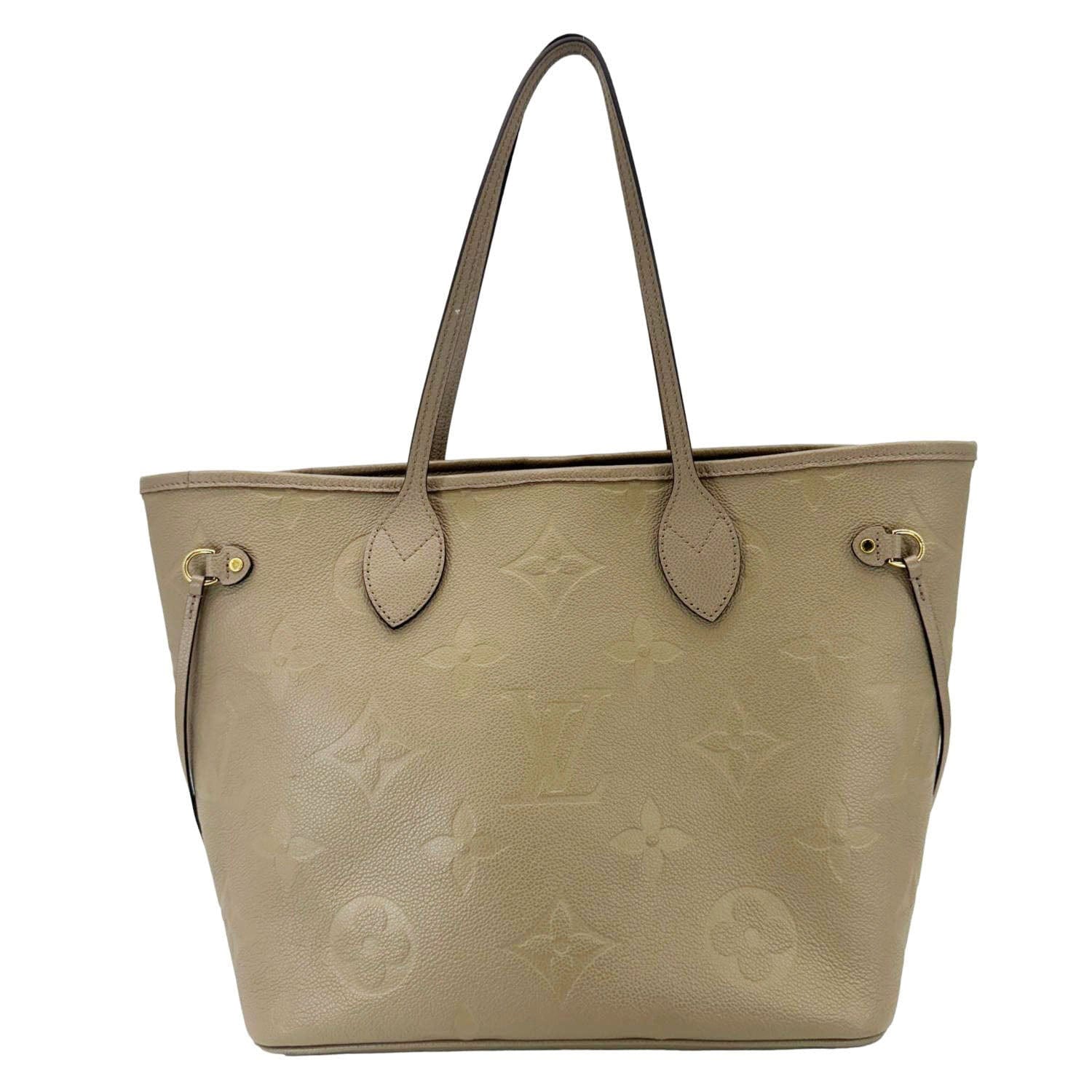 LOUIS VUITTON Neverfull MM Empreinte Leather Tote Shoulder Bag Beige