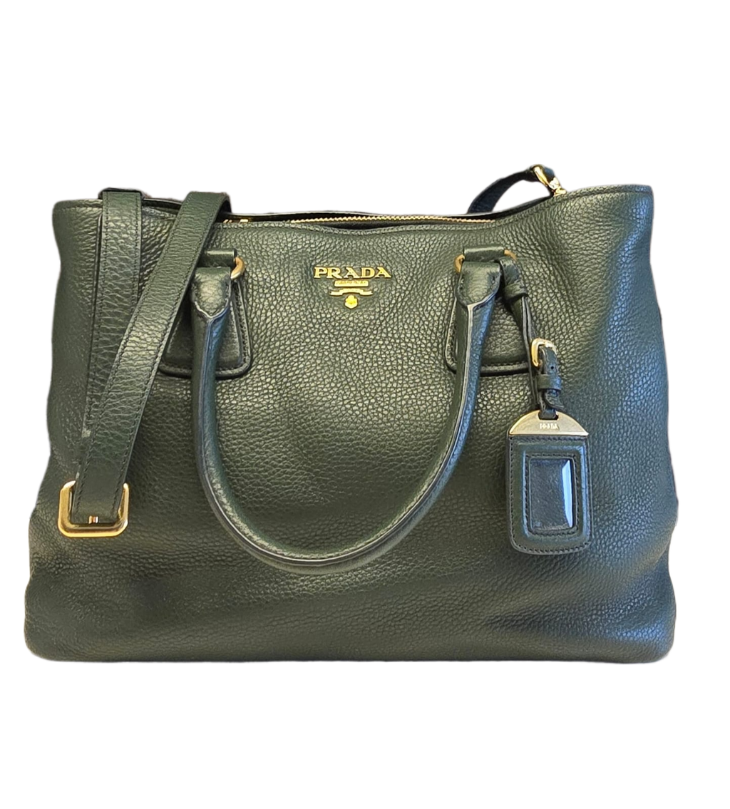 Prada Green Vitello Daino Shopping Tote [Clearance Sale]