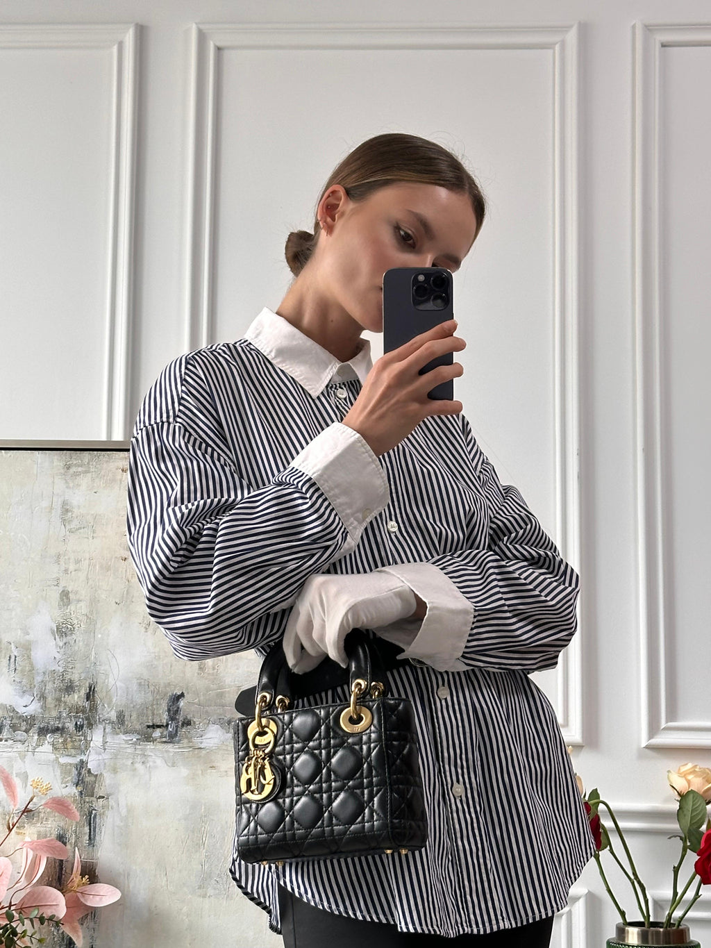 Dior Lady Dior Mini Bag Black Lambskin Gold Hardware