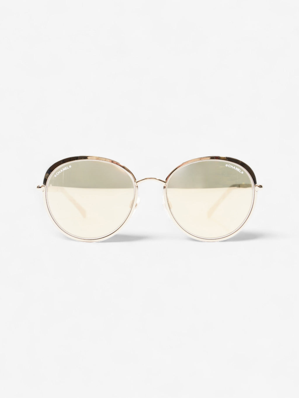 Chanel Round Mirror Sunglasses Gold Acetate 140mm