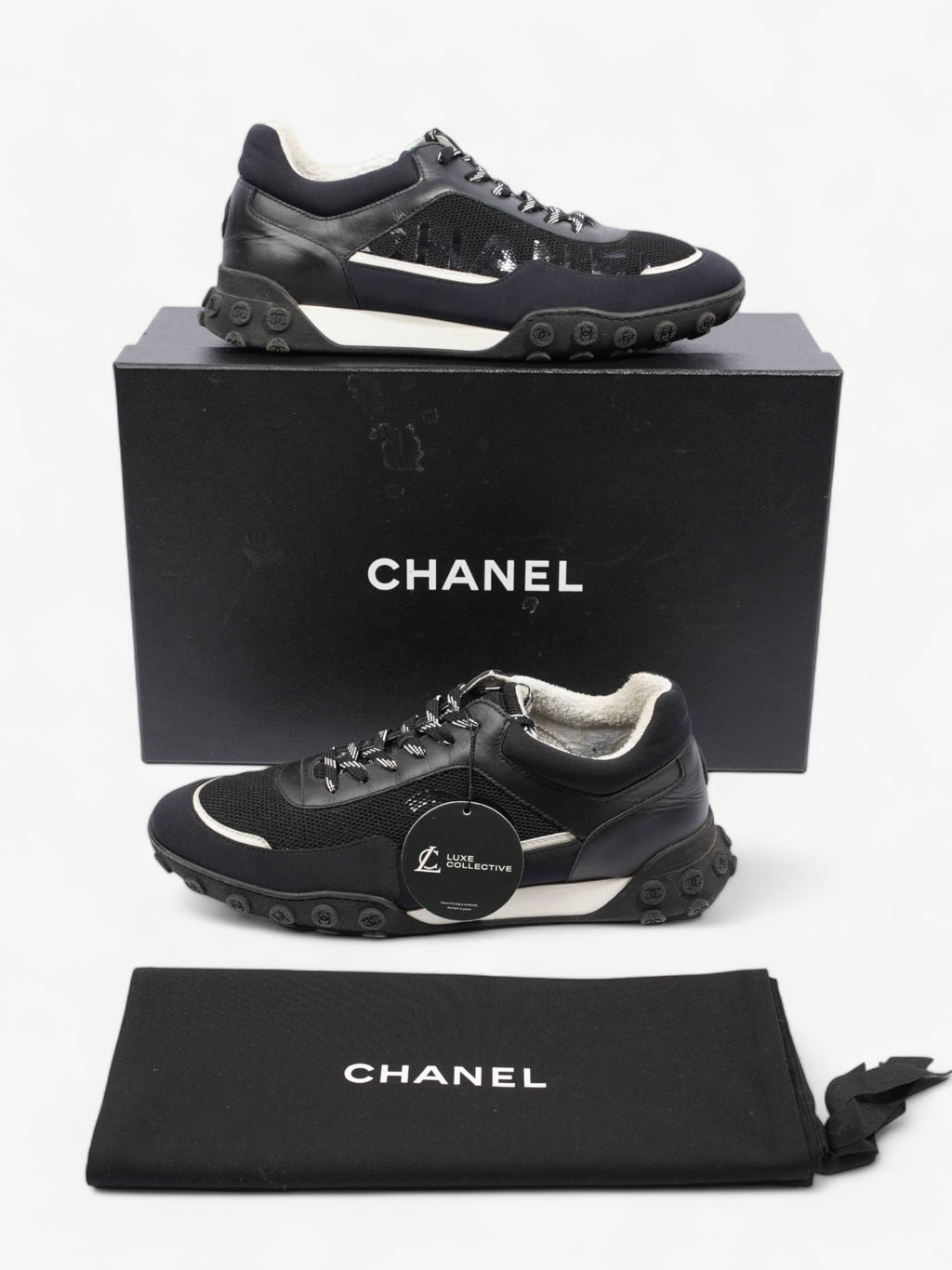 Chanel Low Top Sneaker Black / Navy Mesh EU 43 UK 9