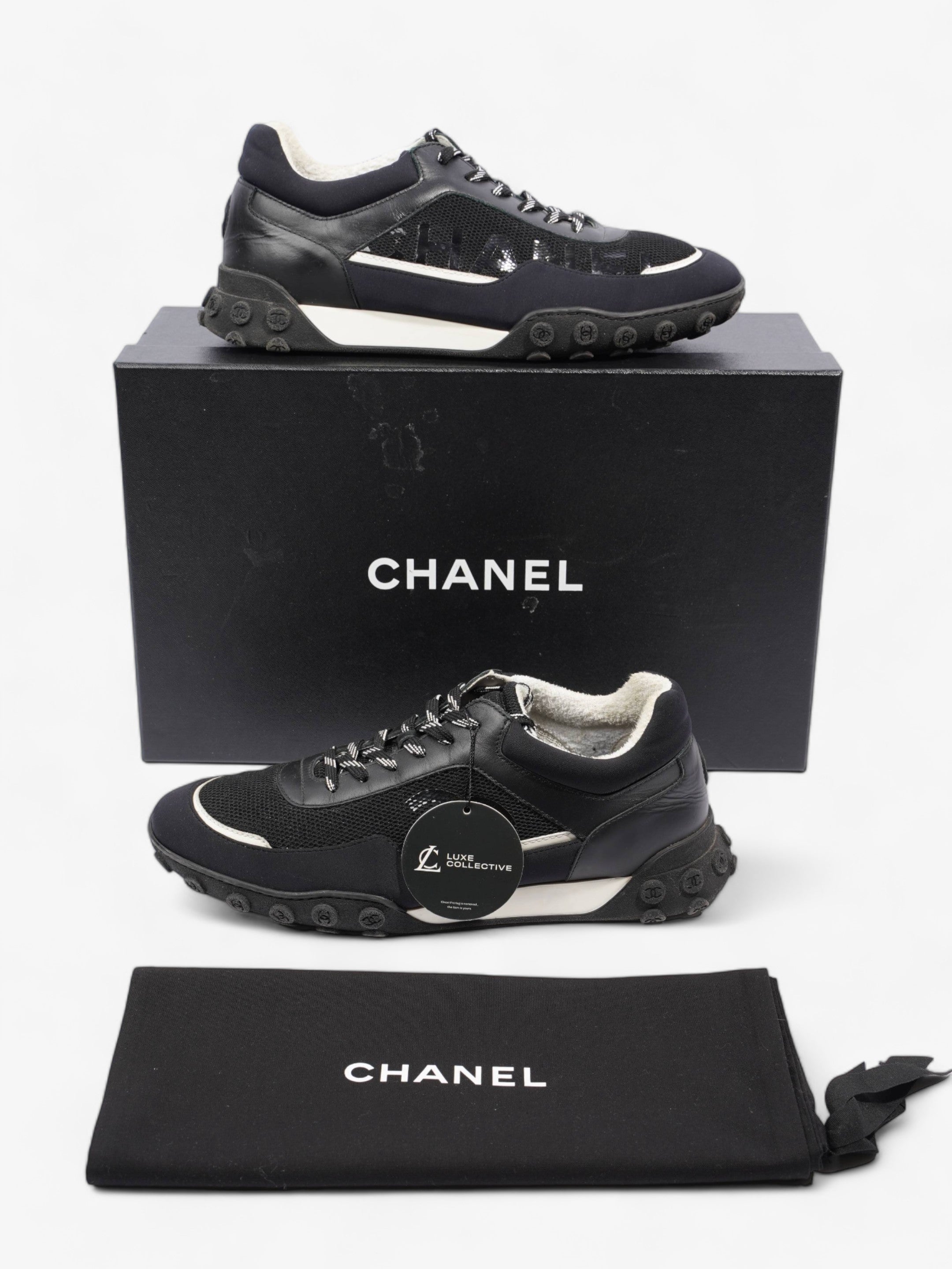 Chanel Low Top Sneaker Black / Navy Mesh EU 43 UK 9