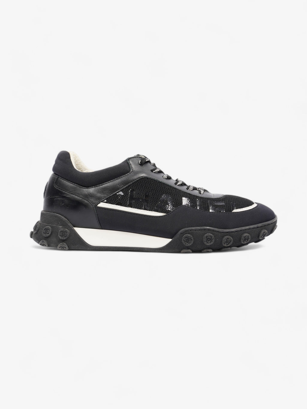 Chanel Low Top Sneaker Black / Navy Mesh EU 43 UK 9